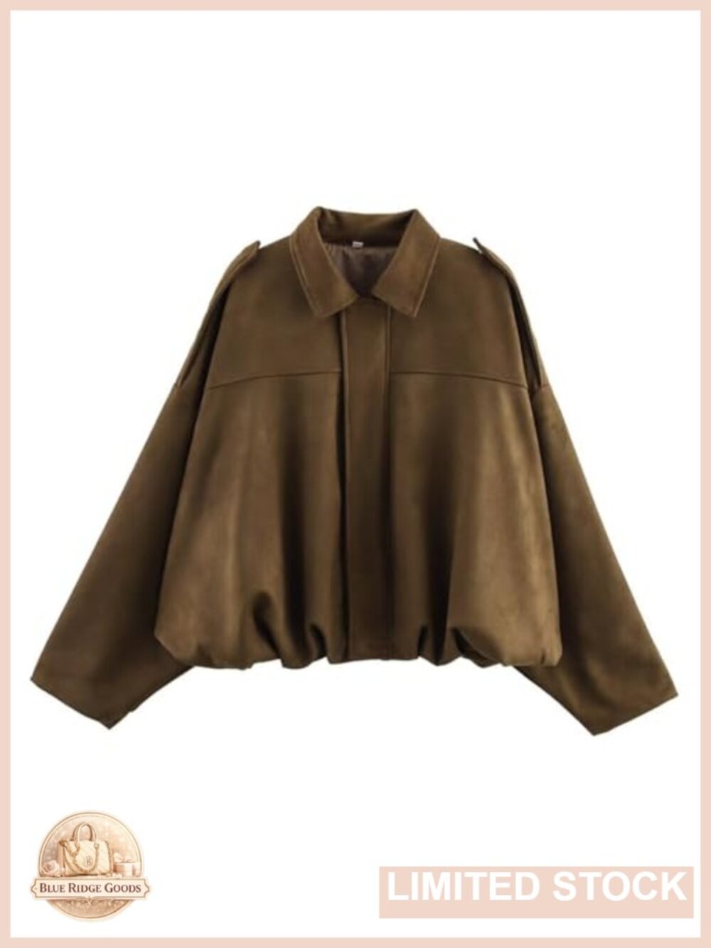 Faux Suede Bomber Jacket Oversized Streetwear Casual Long Sleeve Women